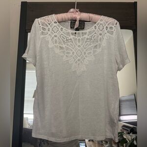 White Laced 100%‎ Linen Tee Shirt by James Coviello